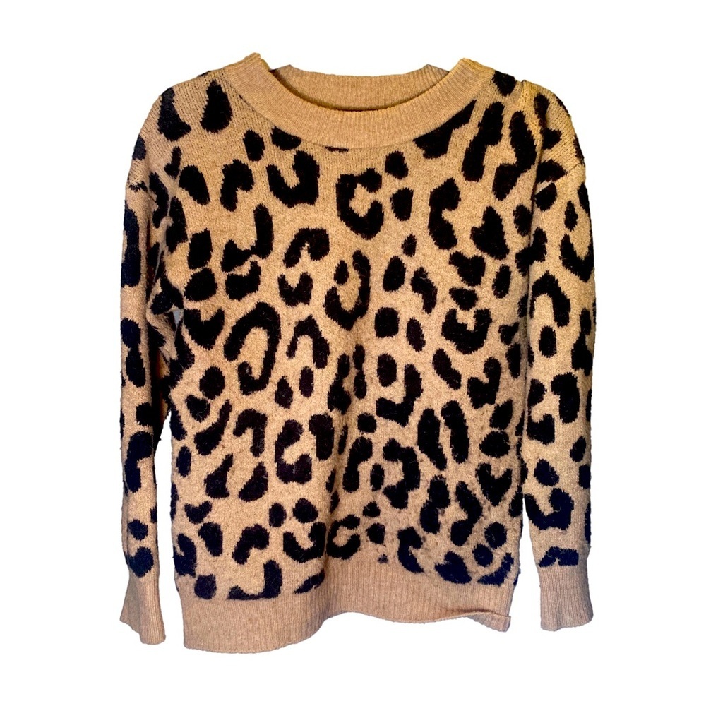 J Crew wool/ alpaca Leapord print crewneck sweater XXS